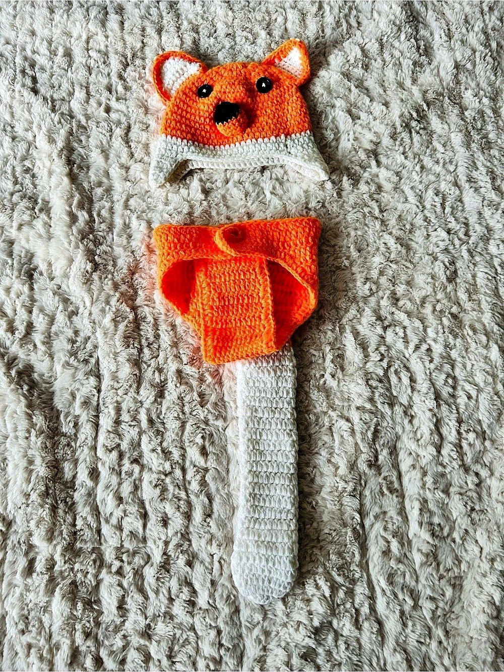 Fox knitted hat and diaper cover set